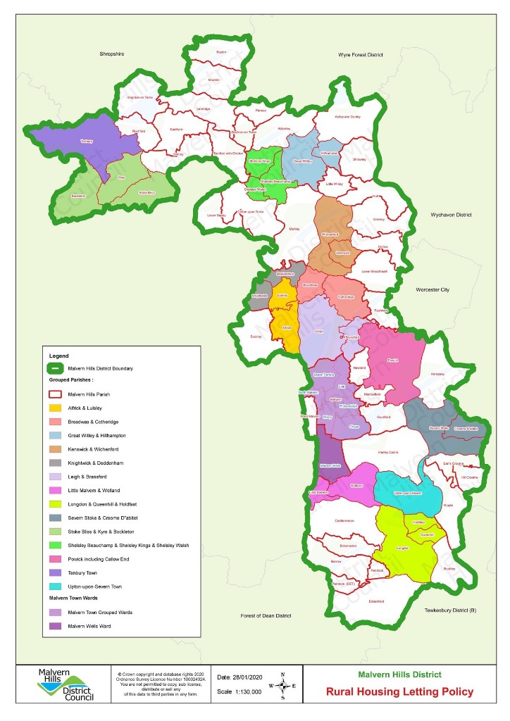 Malvern Parish map for the purpose of local connection cascade