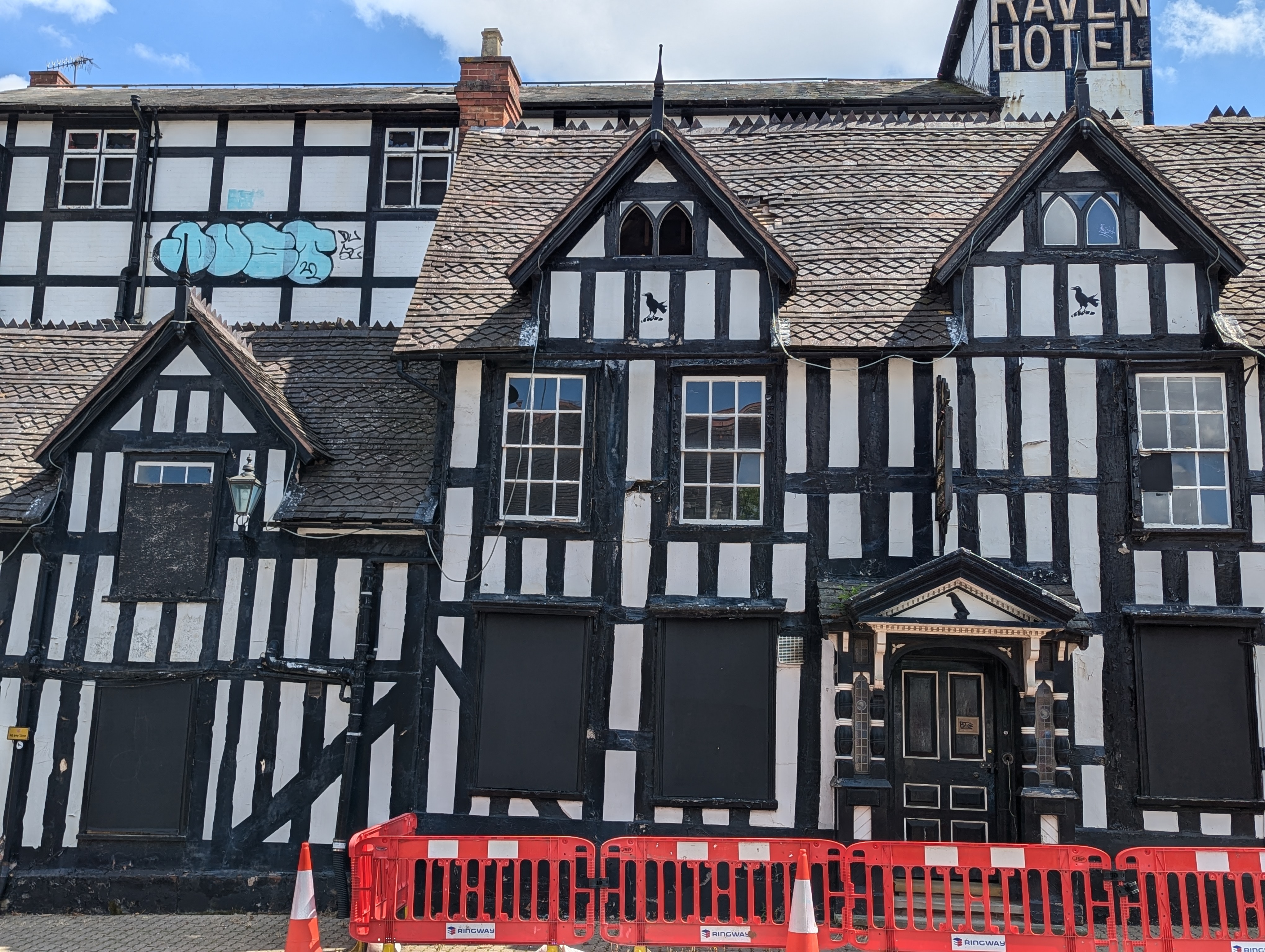 Outside of The Raven Hotel in Droitwich