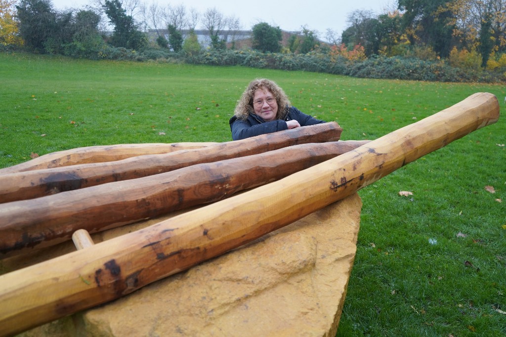 Cllr Emma Stokes at the site of the new play area in Evesham.