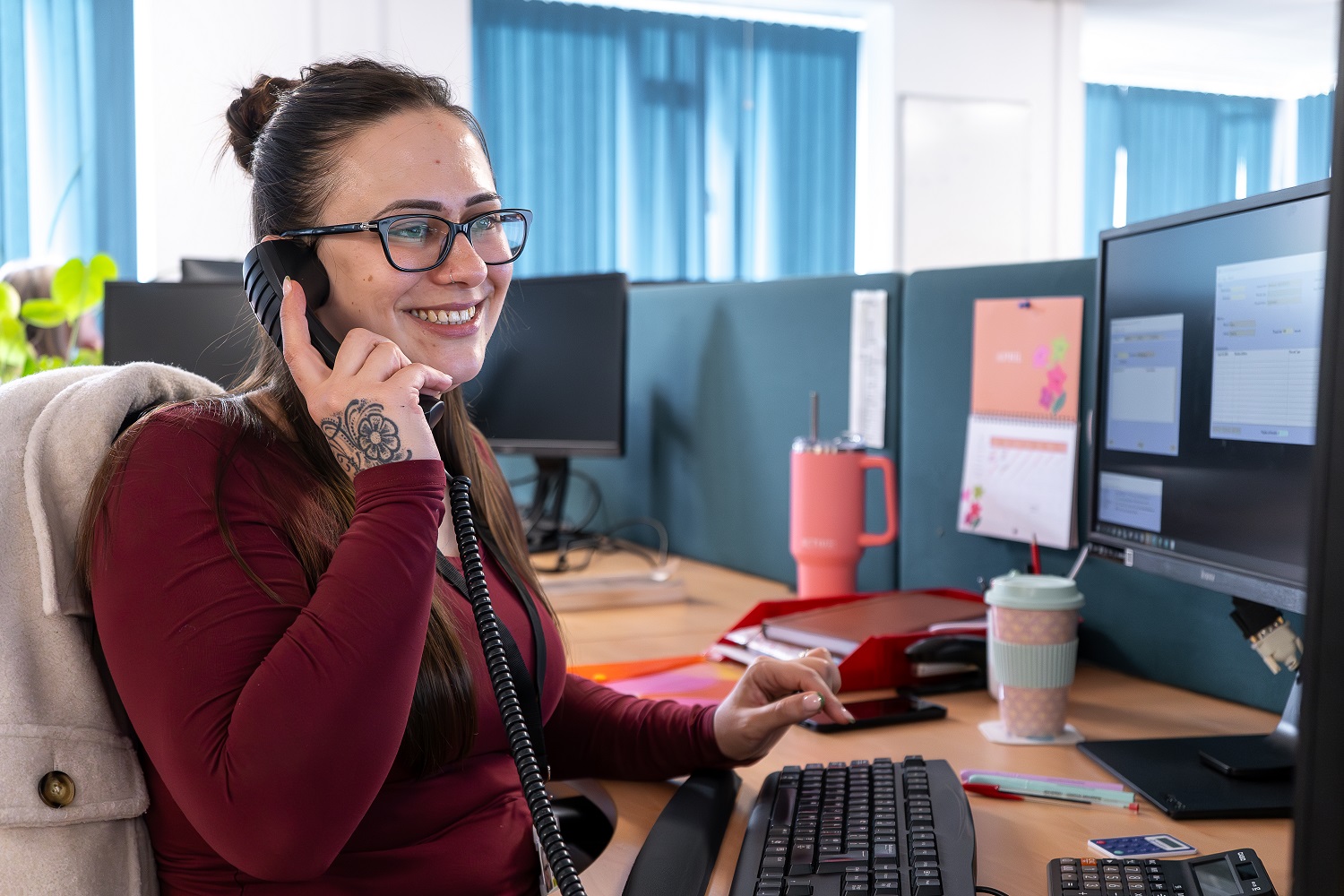 A woman on the phone