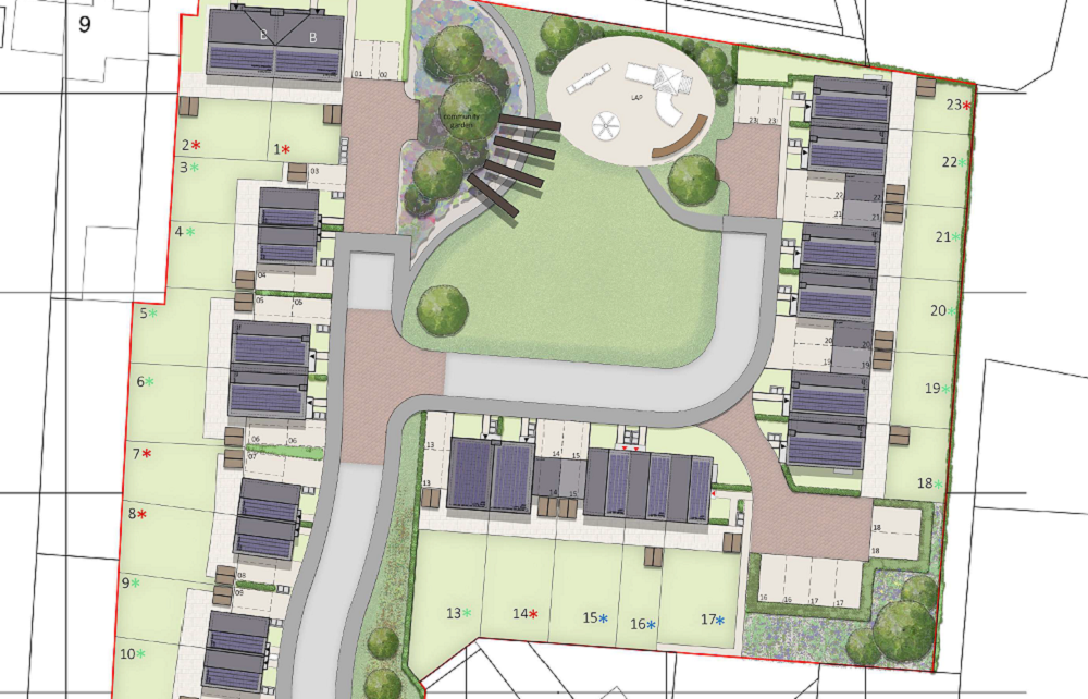 Layout plan of a new housing development from above