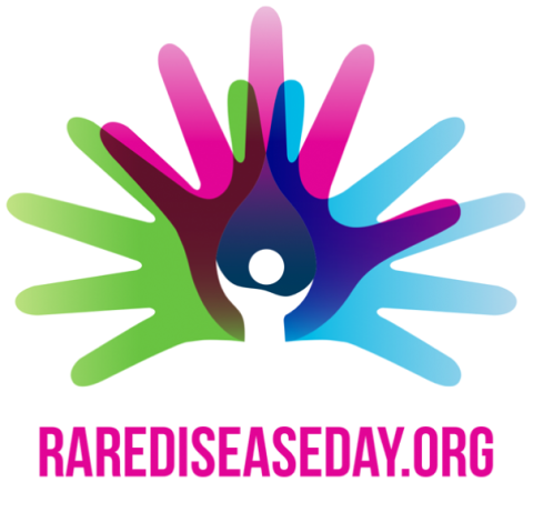 three hands over lapping, colour lime green, pink and blue. A picture of a person in the middle, within a teardrop