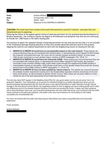 Response to the SWDPR03 & SWDPR54 Andrew Baldwin redacted