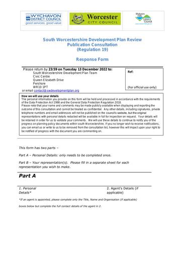SWDPR Reg 19 Response Form Completed redacted 2
